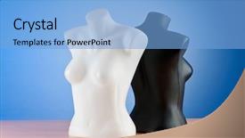  Presentation with scroll paper isolated on white - PPT layouts with muscle physiology - clothing mannequins isolated on white background and a light blue colored foreground