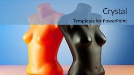  Presentation with monarch butterfly isolated on white - Presentation theme with muscle physiology - clothing mannequins isolated on white background and a  colored foreground