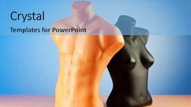  Presentation with physiology - Beautiful presentation featuring muscle physiology - clothing mannequins isolated on white backdrop and a light blue colored foreground