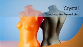  Presentation with physiology - Theme consisting of muscle physiology - clothing mannequins isolated on white background and a light blue colored foreground