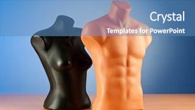  Presentation with physiology - Amazing slides having muscle physiology - clothing mannequins isolated on white backdrop and a teal colored foreground