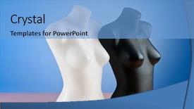  Presentation with clothing - Audience pleasing presentation theme consisting of muscle physiology - clothing mannequins isolated on white backdrop and a  colored foreground