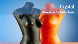  Presentation with physiology - Slide set consisting of muscle physiology - clothing mannequins isolated on white background and a  colored foreground