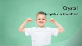 Presentation with flexing - Amazing theme having muscle templates - childhood gesture education advertisement backdrop and a mint green colored foreground