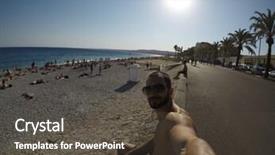  Presentation with selfie - Beautiful PPT theme featuring muscle theme - selfie on french riviera france backdrop and a  colored foreground