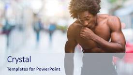  Presentation with afro - Cool new PPT layouts with muscle tissue - afro american shirtless man showing backdrop and a  colored foreground