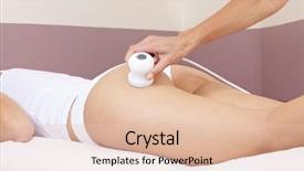  Presentation with electrical - Slide set with muscle tissue - hand giving woman electrical massage background and a lemonade colored foreground