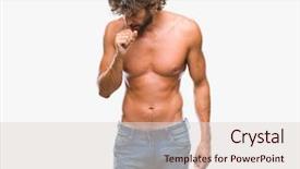  Presentation with sexy - Audience pleasing slide set consisting of muscle tissue - handsome hispanic model man sexy backdrop and a lemonade colored foreground