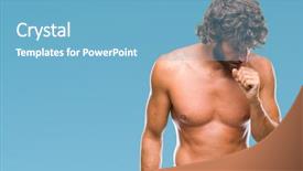  Presentation with sexy - Beautiful slides featuring muscle tissue - handsome hispanic model man sexy backdrop and a  colored foreground