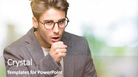  Presentation with women glass ceiling business cartoon - Presentation design featuring muscle tissue - young business man wearing glasses background and a  colored foreground