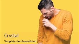  Presentation with healthcare - PPT theme having muscle tissue - young handsome man over isolated background and a  colored foreground