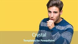  Presentation with healthcare - PPT theme enhanced with muscle tissue - young handsome man over isolated background and a  colored foreground