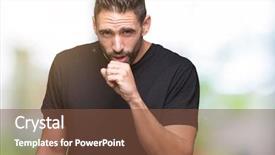  Presentation with healthcare - Beautiful slides featuring muscle tissue - young handsome man over isolated backdrop and a  colored foreground