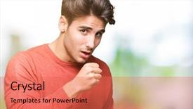  Presentation with healthcare - PPT layouts with muscle tissue - young handsome man over isolated background and a  colored foreground