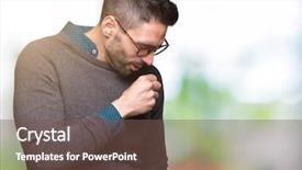  Presentation with glasses - Amazing slide set having muscle tissue - young handsome man wearing glasses backdrop and a violet colored foreground