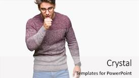  Presentation with young man wearing a hat - PPT layouts with muscle tissue - young handsome man wearing glasses background and a  colored foreground