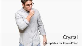 Presentation with elegant man in glasses optics - Presentation design with muscle tissue - young handsome man wearing glasses background and a  colored foreground