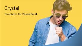  Presentation with healthcare - Slide deck having muscle tissue - young handsome man wearing sunglasses background and a  colored foreground