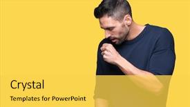  Presentation with young man wearing a hat - PPT theme having muscle tissue - young handsome man wearing sweater background and a yellow colored foreground