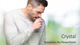  Presentation with healthcare - Presentation theme with muscle tissue - young handsome man wearing sweatshirt background and a soft green colored foreground