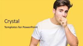  Presentation with healthcare - Beautiful PPT theme featuring muscle tissue - young handsome man wearing white backdrop and a  colored foreground