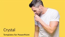  Presentation with casual young people - Beautiful slides featuring muscle tissue - young man wearing casual white backdrop and a  colored foreground