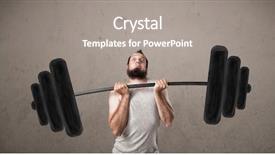  Presentation with lifting weights - Slide deck having muscle weakness - funny skinny guy lifting incredible background and a gray colored foreground