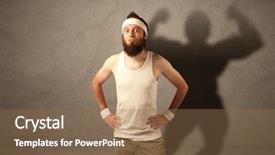  Presentation with funny - Amazing PPT theme having muscle weakness - funny young guy posing backdrop and a  colored foreground