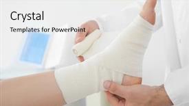  Presentation with foot muscles - Cool new theme with foot muscles - doctor applying bandage onto patient's backdrop and a white colored foreground