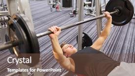  Presentation with flexing - Beautiful theme featuring pressing - sport bodybuilding lifestyle and people backdrop and a tawny brown colored foreground