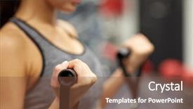  Presentation with flexing - Audience pleasing presentation design consisting of muscles on cable gym machine backdrop and a tawny brown colored foreground