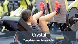  Presentation with woman sport - Cool new slide deck with muscles on leg press machine backdrop and a ocean colored foreground