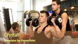  Presentation with group fitness - Audience pleasing presentation consisting of muscles strength - sport fitness lifestyle and people backdrop and a tawny brown colored foreground