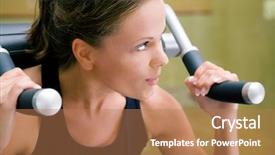  Presentation with lifting weights - Slides featuring muscles strength - woman working out lifting weights background and a  colored foreground