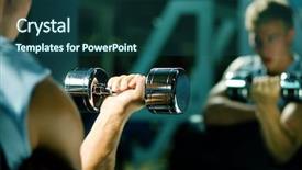  Presentation with mirror - Amazing theme having muscles strength - young with dumbbells seeing himself backdrop and a  colored foreground