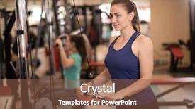  Presentation with workout - Cool new presentation design with crossover - young woman having fitness workout backdrop and a tawny brown colored foreground
