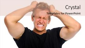  Presentation with stress - PPT layouts having muscular-blond-male-clenches background and a coral colored foreground