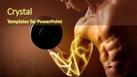  Presentation with weight lifting - Presentation theme with muscular body builder lifting weight background and a tawny brown colored foreground