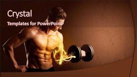  Presentation with weight lifting - PPT layouts consisting of muscular body builder lifting weight background and a  colored foreground