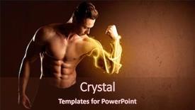 Presentation with body building - PPT layouts enhanced with muscular body builder lifting weight background and a tawny brown colored foreground