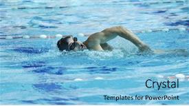  Presentation with recreation pool - Theme featuring muscular body swims in swimming background and a light blue colored foreground