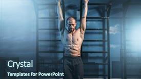  Presentation with athlete - Cool new slide set with muscular body training on bar backdrop and a  colored foreground