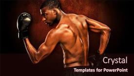  Presentation with boxer - Presentation featuring muscular boxer against dark background background and a wine colored foreground