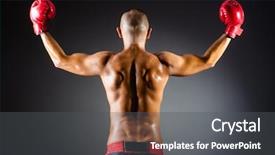  Presentation with fight two boxer boxing - Theme enhanced with muscular boxer in studio shooting background and a dark gray colored foreground