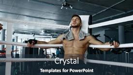  Presentation with boxer - PPT theme consisting of muscular-boxer-with-towel background and a tawny brown colored foreground