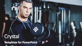  Presentation with barbell health - Presentation theme with muscular brutal man doing exercises background and a wine colored foreground