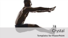  Presentation with build - Audience pleasing PPT theme consisting of muscular build man long jump backdrop and a light gray colored foreground
