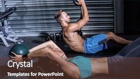  Presentation with abdominal - Presentation theme having muscular couple doing abdominal crunch background and a tawny brown colored foreground