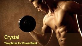  Presentation with weight lifting - Amazing presentation theme having strong man - muscular fit bodybuilder athlete lifting backdrop and a tawny brown colored foreground