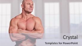  Presentation with calvary religious cross against - Audience pleasing presentation design consisting of muscular fit man with arms backdrop and a light gray colored foreground